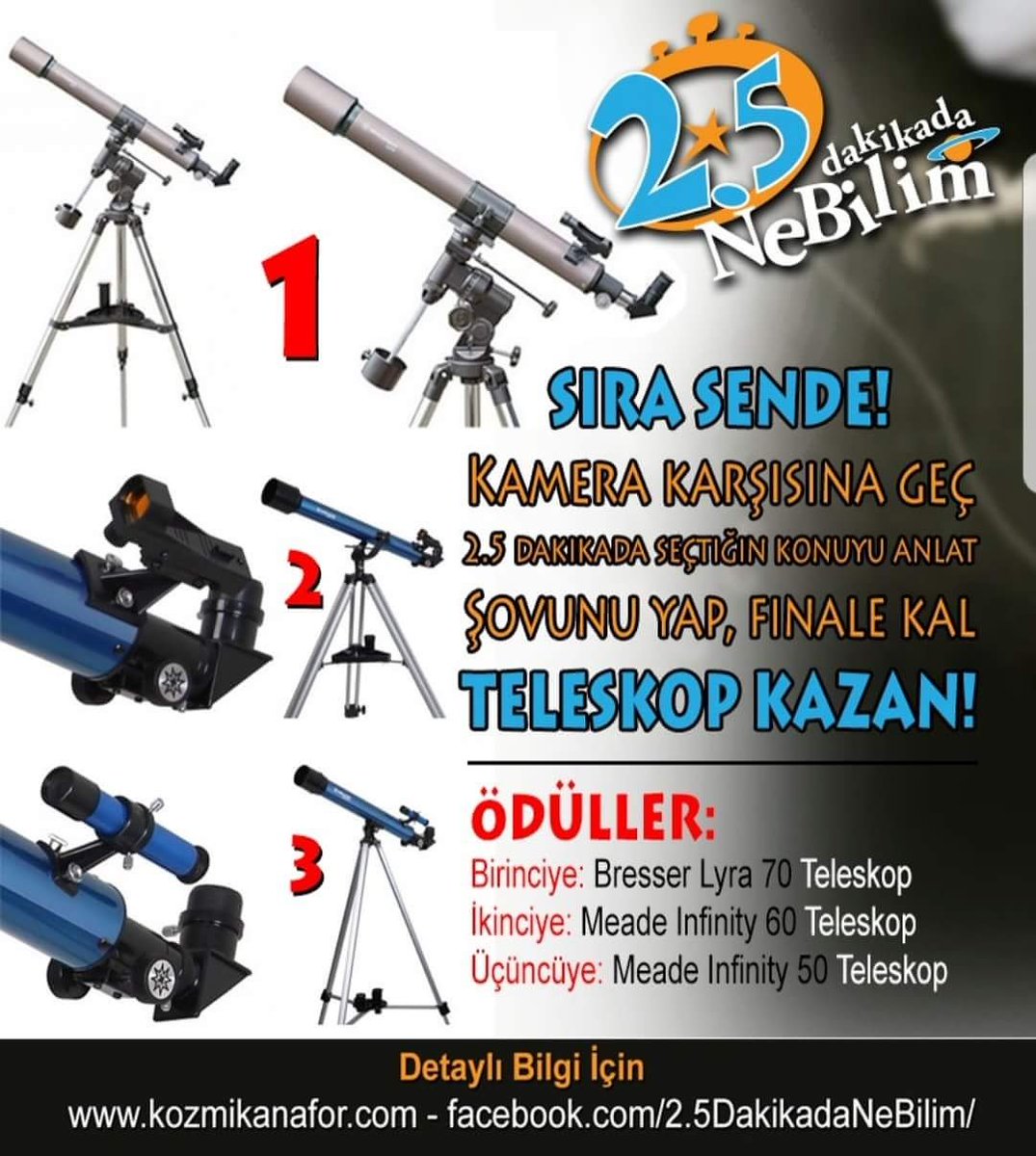 2.5dakikadaNeBilim yarışmamızda dereceye girenlere vereceği ödüller. #meade #astromed #kozmikanafor #Eru #aster #uzaybimer <a href="/umutayildiz/">Umut Yildiz</a>
