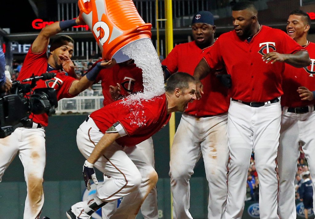 StribSports's tweet photo. 'How about that?' Watch Joe Mauer's first-ever walk off home run that gave #MNTwins a 4-3 win over Boston last night https://t.co/ToENZf3odB https://t.co/AZ3ZUphJE7