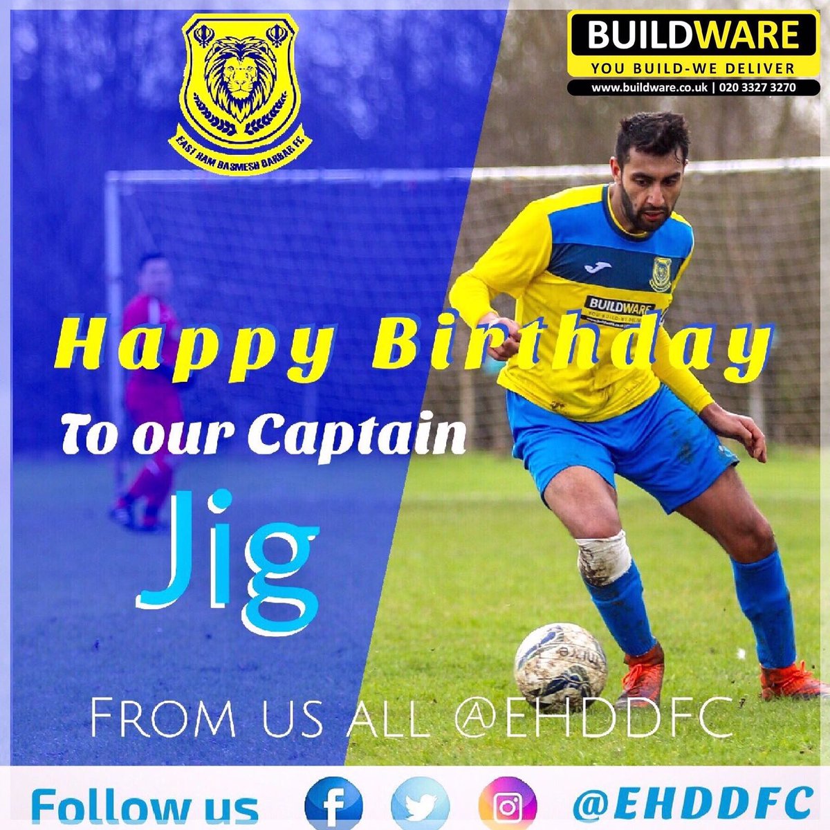 ehddfc's tweet photo. Happy birthday @JiggyPan from everyone at EHDDFC have a great day! #family #football #sundayleague #captain https://t.co/4XGbSFyTEa