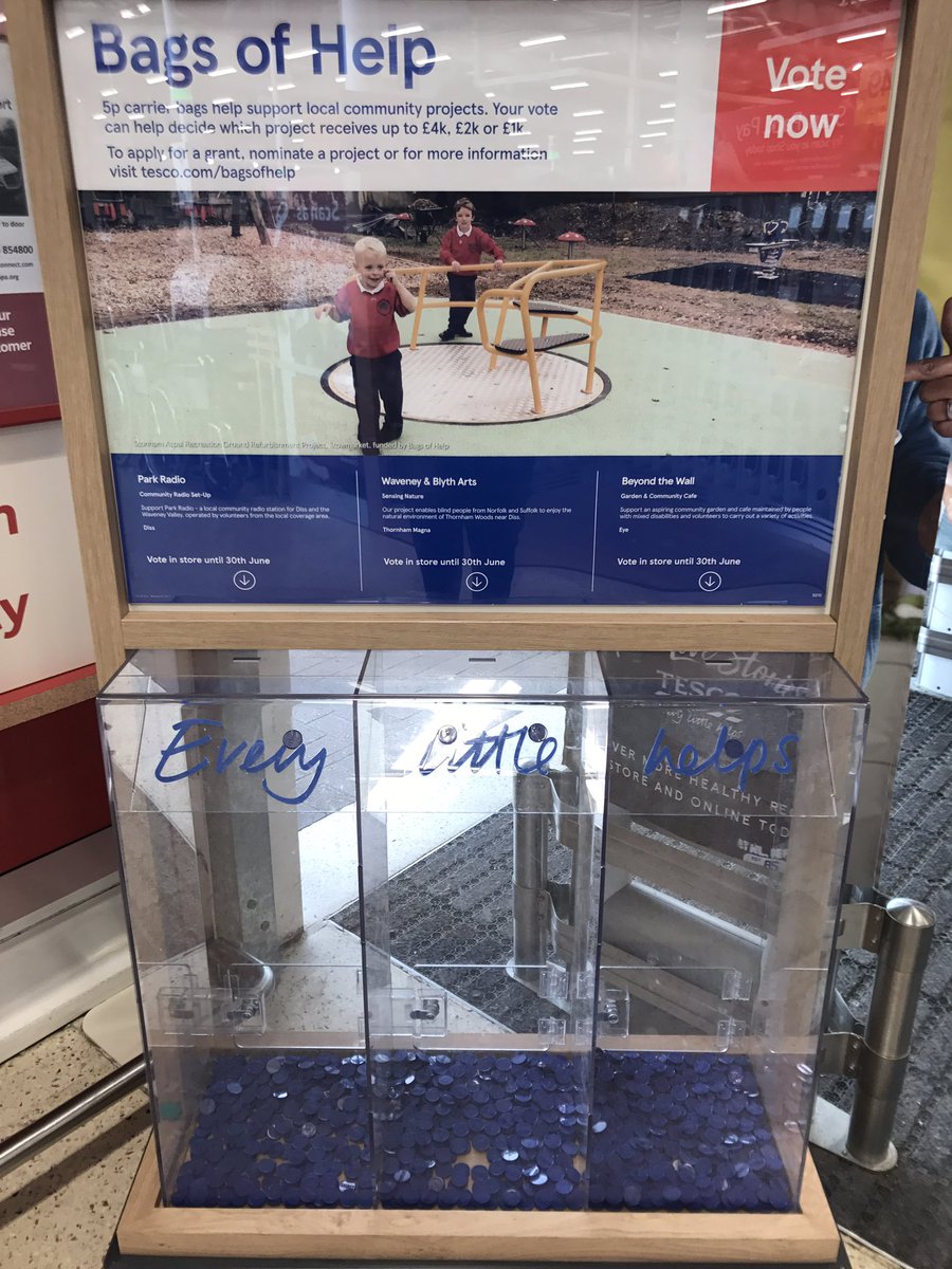 DissTesco's tweet photo. New #BagsofHelp scheme in #diss superstore. Get #voting !! @BeyondtheWall1 @waveneyblyth @parkradiodiss https://t.co/rkeTd81XqL
