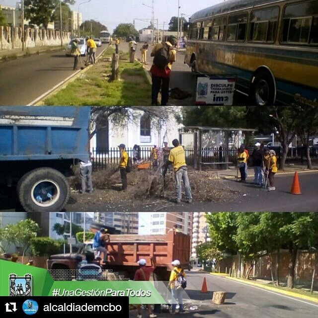 Nuestros equipos ambientales siguen trabajando en la limpieza de nuestra ciudad . #UnaGestionparaTodos @AlcaldiaDeMcbo