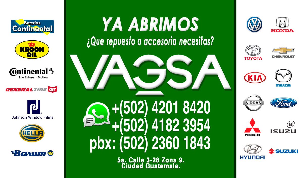 Vagsagt's tweet photo. Consulta tu repuesto via teléfono o whatsapp. Estamos para servirte. #VAGSArepuestos #VAGSAaccesorios #VAGSA #guatemala #toyotaguatemala https://t.co/wWU90LlVRW