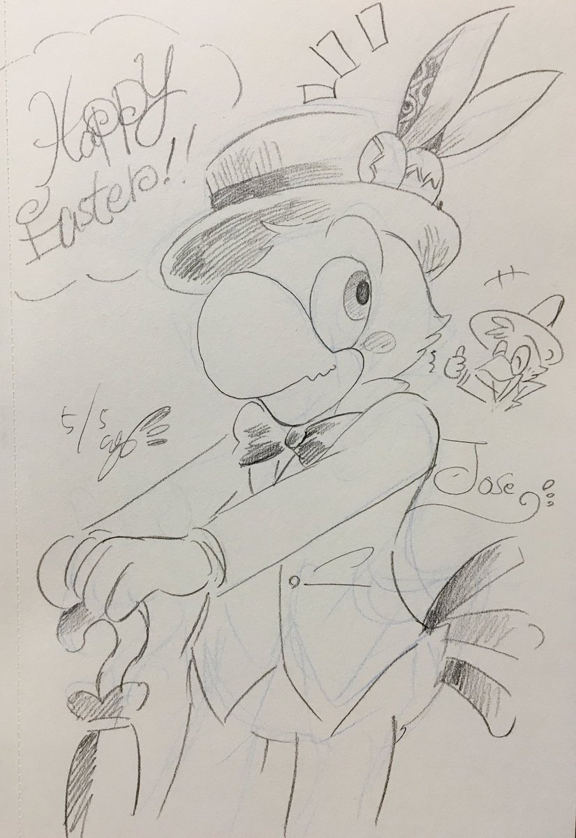センゴさん@sengooooooo2 に描いて頂いたオーちゃんとホセェ!!✨👍オーちゃんと!!ホセ!!(二回言う)オーちゃんキラッキラしててかわいいしホセはキャストさんの帽子すごく似合ってて可愛い😭ありがとうございます✨