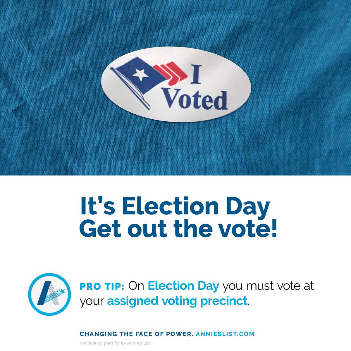 AnniesListTX's tweet photo. It's election day! Get to the polls to put strong, progressive women in office. #ChangePower #FightBackTexas #GOTV https://t.co/vLoesFMPEo https://t.co/JNlLfHy0KM