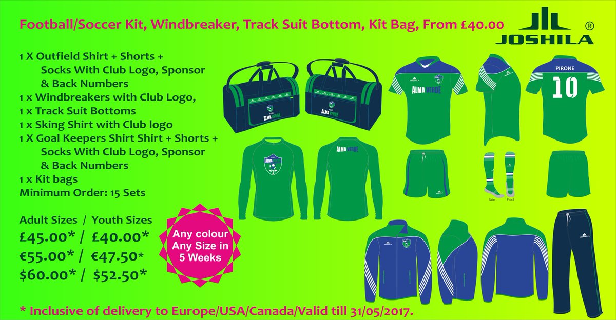 joshilasports's tweet image. Kit Package 5504, You can have tee shirts, polo shirts, sweat shirts, hoodies, etc. in the same design and any colour/Size too.