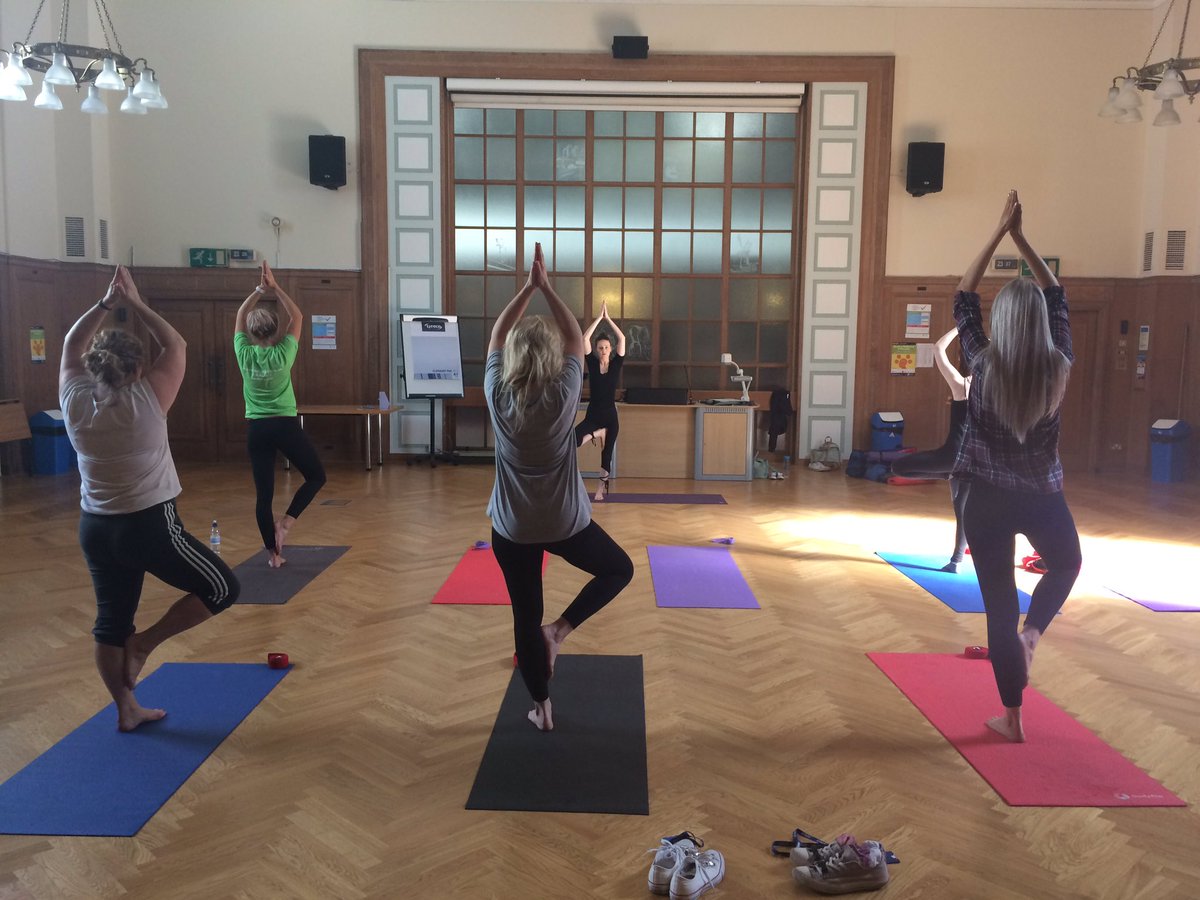 Riverside is a beautiful campus. We did yoga in a incredible room yesterday as part of Riverside's Month of Wellbeing 💚 #MoWRiverside