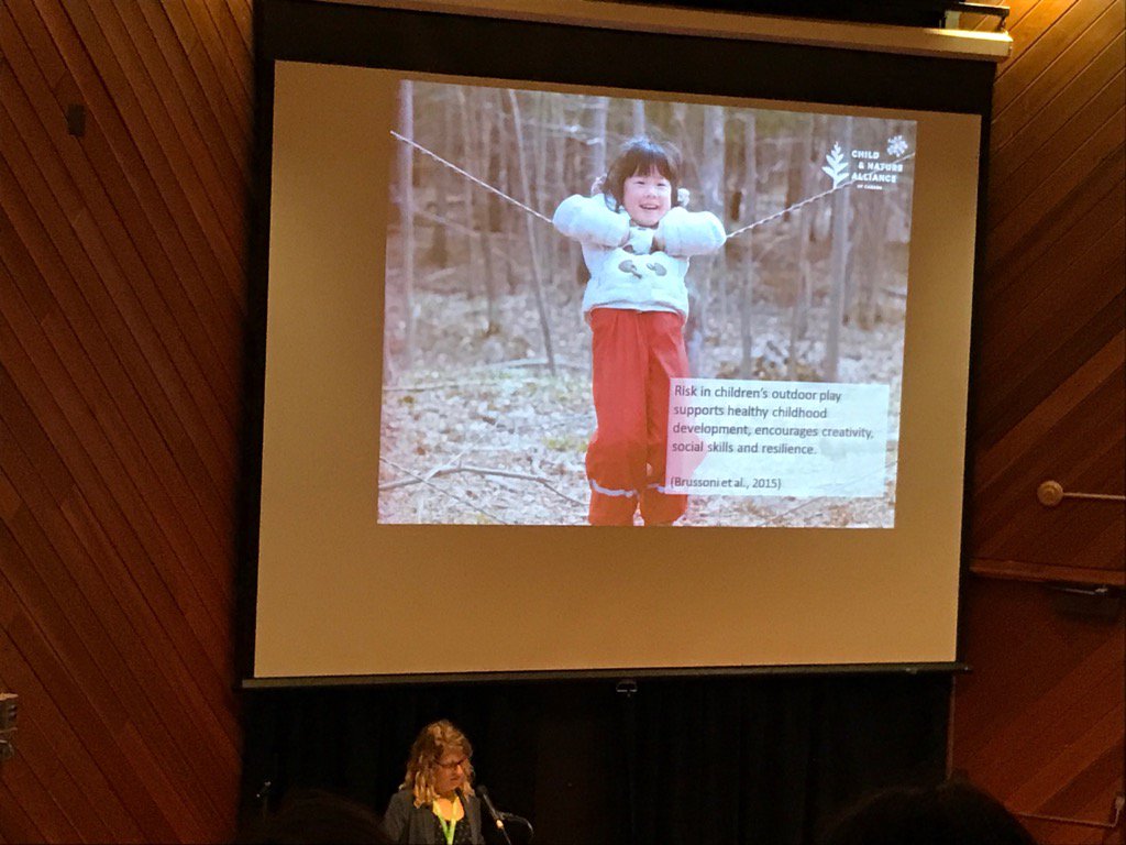 InspireOutside's tweet photo. Why we do this work? Marlene Power keynote @KortrightCentre on #riskyplay @YRnature @cnalliance @ForestSchoolCan https://t.co/YFpIherNQ6