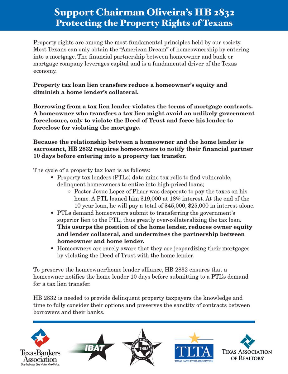 TxDan_Gonzalez's tweet photo. #HB2832 by @ReneOOliveira protects property rights! Members of the @85thLegislature should support this #conservative bill on #3rdReading. https://t.co/uCElAF10FM