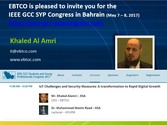 EBTCO's tweet photo. #EBTCO &amp; #KFUPM is pleased to inviting  you for the IEEE GCC Congress in #Bahrain which will be held in #Gulf_Hotel at 7-8 May 2017 https://t.co/icozAxNsQs