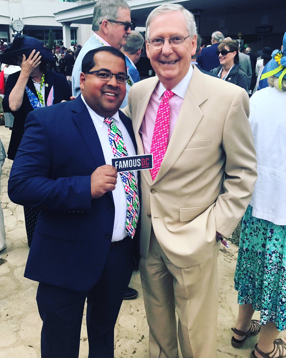 FamousDC's tweet photo. Spotted: Only two of the best dressed at the #KentuckyDerby reppin' #FamousDC 🏇🏼🍾🏆 @SenateMajLdr https://t.co/bfD8KMJkxb