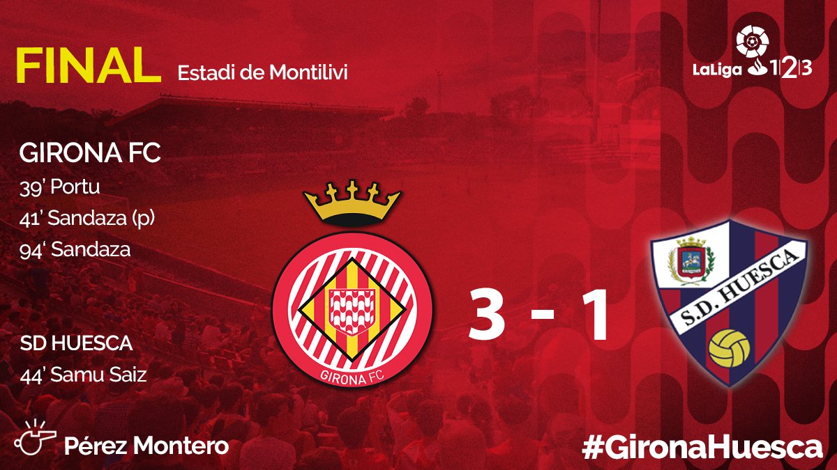 GironaFC's tweet photo. FINAL | El Girona tomba el @SDHuesca a Montilivi (3-1). #GironaHuesca https://t.co/2lsNhpxBQg