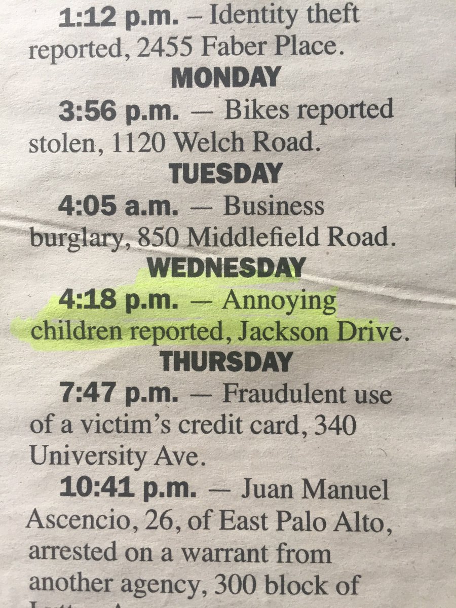 judgecordell's tweet image. This Palo Alto, CA police blotter notice is the best ever! Stay away from Jackson Drive!  #NoWordsForThis
