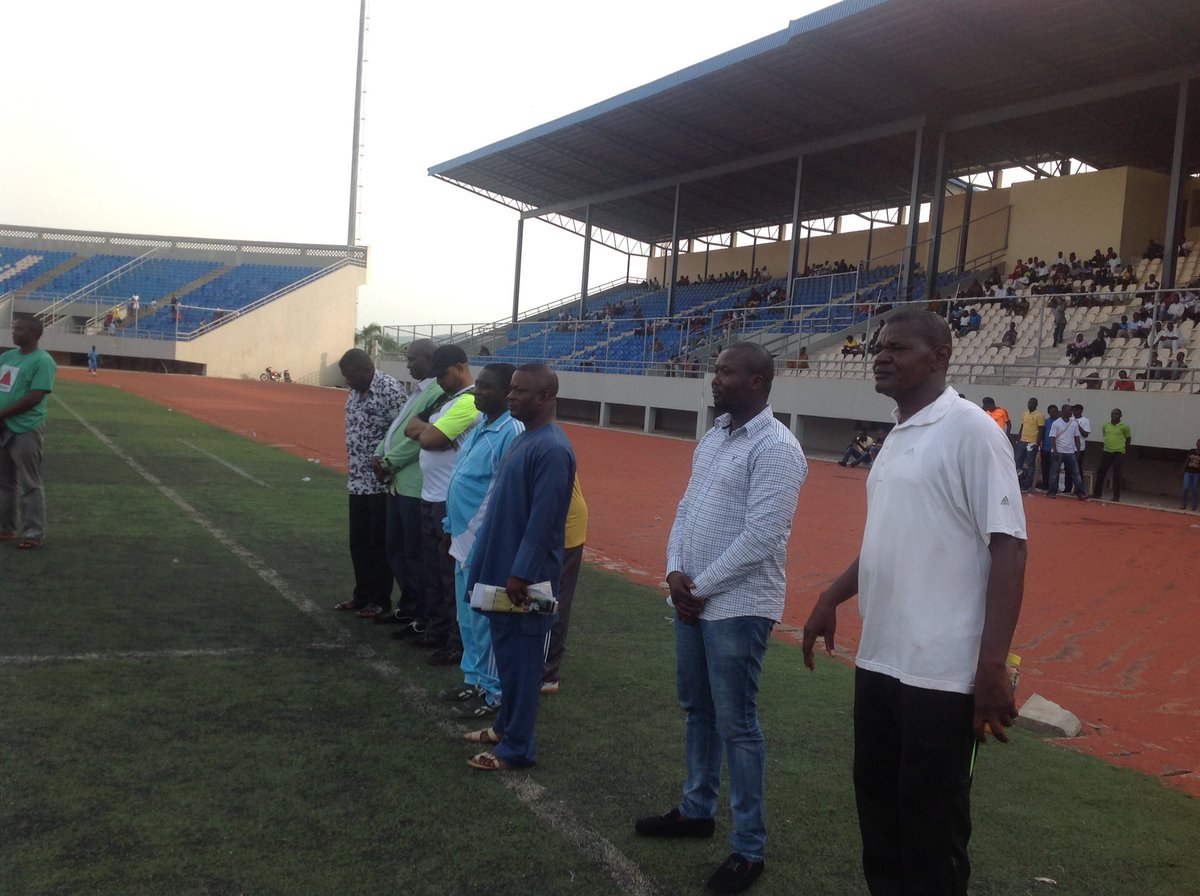 KogiUnitedFC's tweet photo. A moment of silence for a former @KogiUnitedFC player, Ibrahim Idris who died few days ago in Lokoja. #RIPIdris.
#KogiFACupFinal https://t.co/OsLHUqzOaD