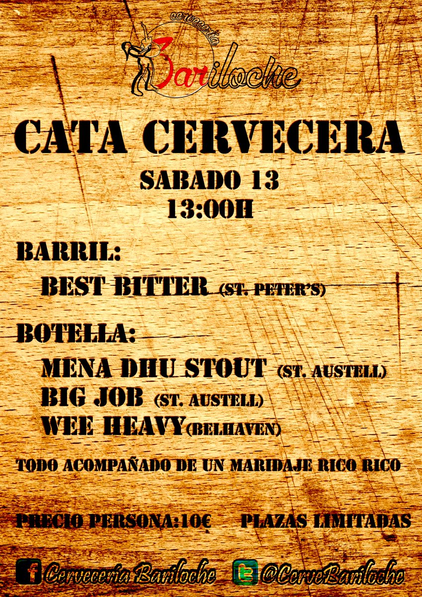 El próximo sábado 13 de mayo tenemos cata cervecera en la Cervecería Bariloche  ¡VEN A APUNTARTE!