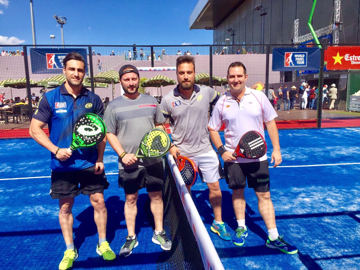NachoPalen's tweet photo. Probando la pista @WorldPadelTour del @MutuaMadridOpen con mi hermano @mpalencia28 ¡UN LUJO! @Sebanerone fue testigo del espectáculo 😂🎾 https://t.co/KUf5iTdTkq