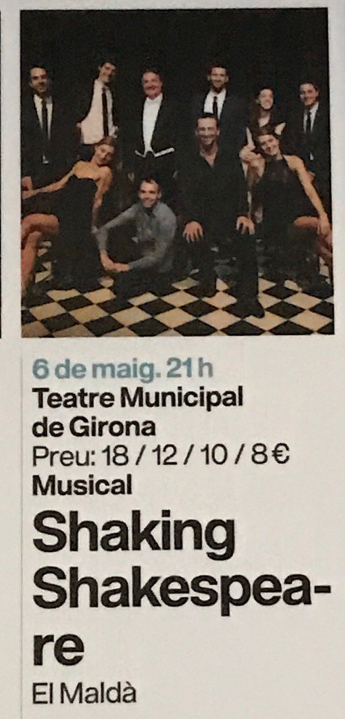 moisesmaicas's tweet photo. Avui 'Shaking Shakespeare' al Teatre Municipal de Girona, a les 21.00h! https://t.co/JC9mVwHEGr