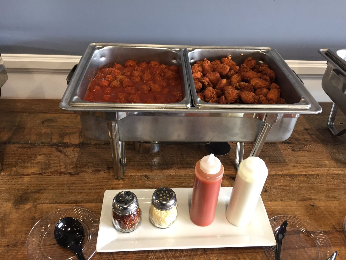 BasilsECU's tweet photo. We don't have a set catering menu because we cater specifically to your needs! #SliderBar at @Tapped650 #eatlocal #drinklocal https://t.co/WtOn68CflV