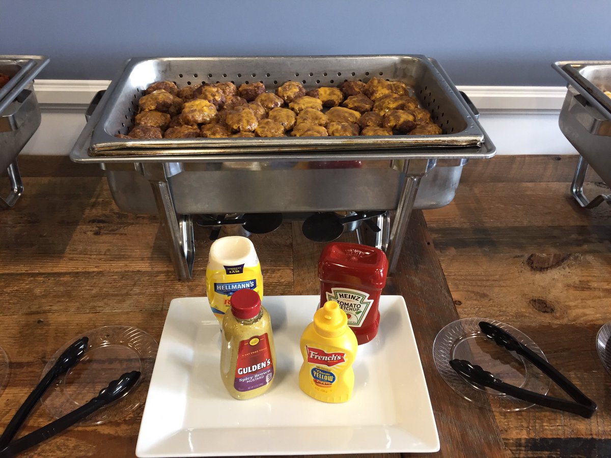 BasilsECU's tweet photo. We don't have a set catering menu because we cater specifically to your needs! #SliderBar at @Tapped650 #eatlocal #drinklocal https://t.co/WtOn68CflV