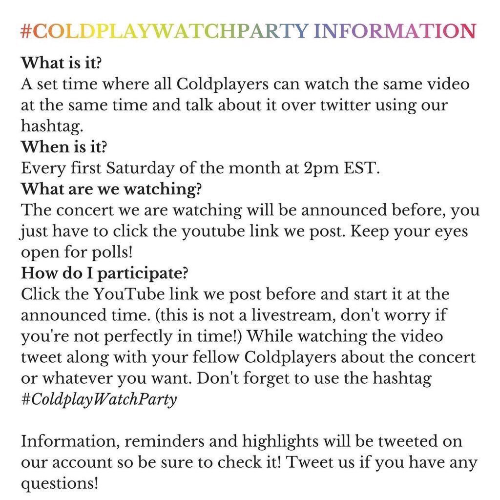 ColdplayParty's tweet image. Coldplayers time to click the link &amp;amp; start the #ColdplayWatchParty ! Join us by tweeting along &amp;amp; jammin to #Coldplay youtube.com/playlist?list=…