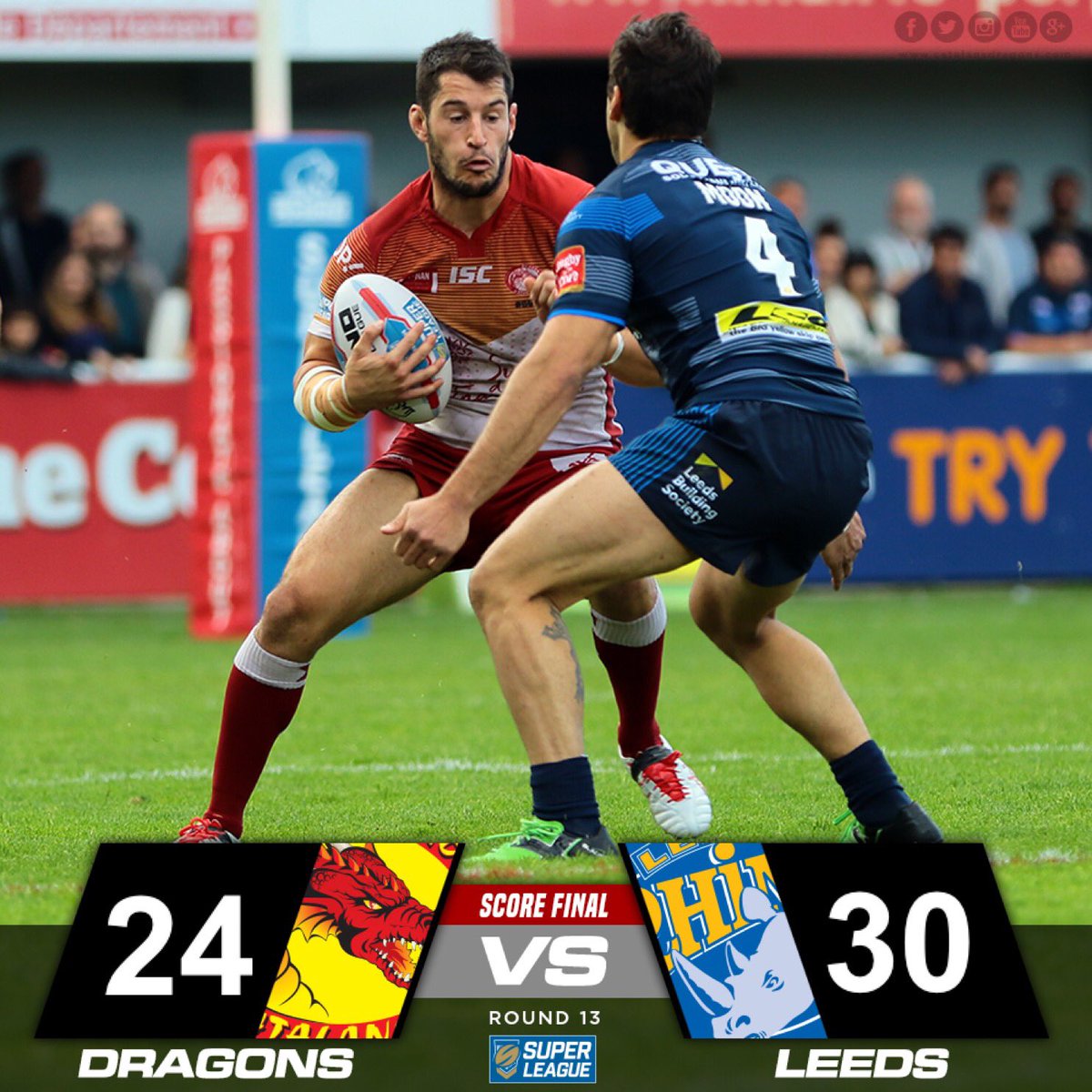 DragonsOfficiel's tweet photo. Les Dragons s'inclinent à Brutus face à Leeds https://t.co/nq1C2lfpQ0