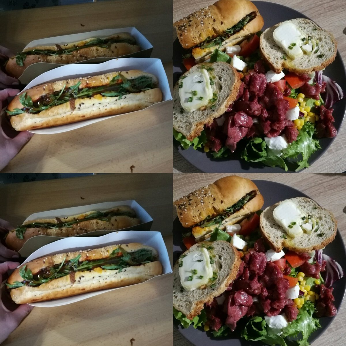 SeldaYkw's tweet photo. #gabehotdog #pain #saucisse #harlemien #salade #gesiers #tomate #maïs #mozzarella #toast #chevrechaud #paris #republique #food #foodporn https://t.co/mlCib8yYXa