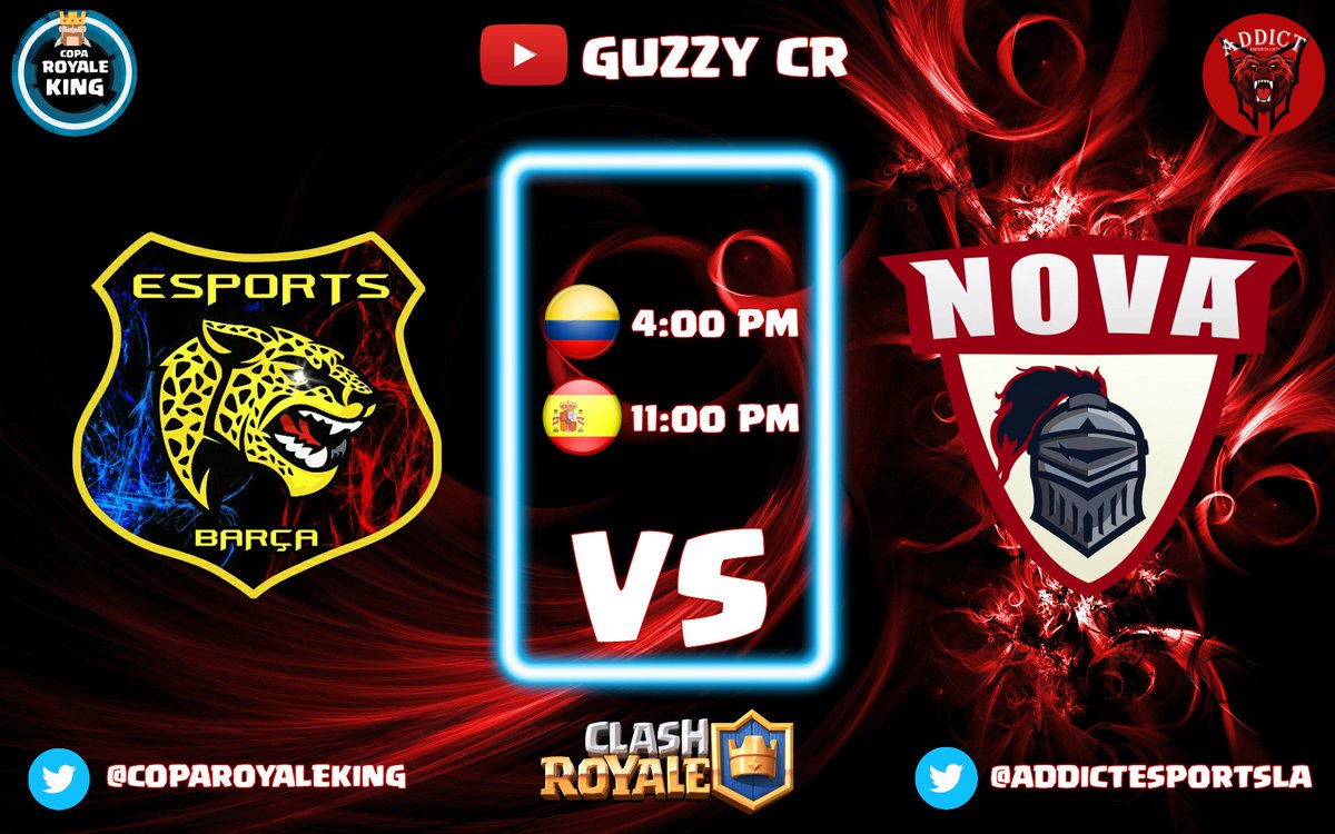 CopaRoyaleKing's tweet photo. 1er Partido Día @Clan_Barca V.S @EspanaNova 
4:00 PM COL

No Se Lo Pueden Perder Por El Canal YT De @GuzzyGame https://t.co/oc6f1C4dl0