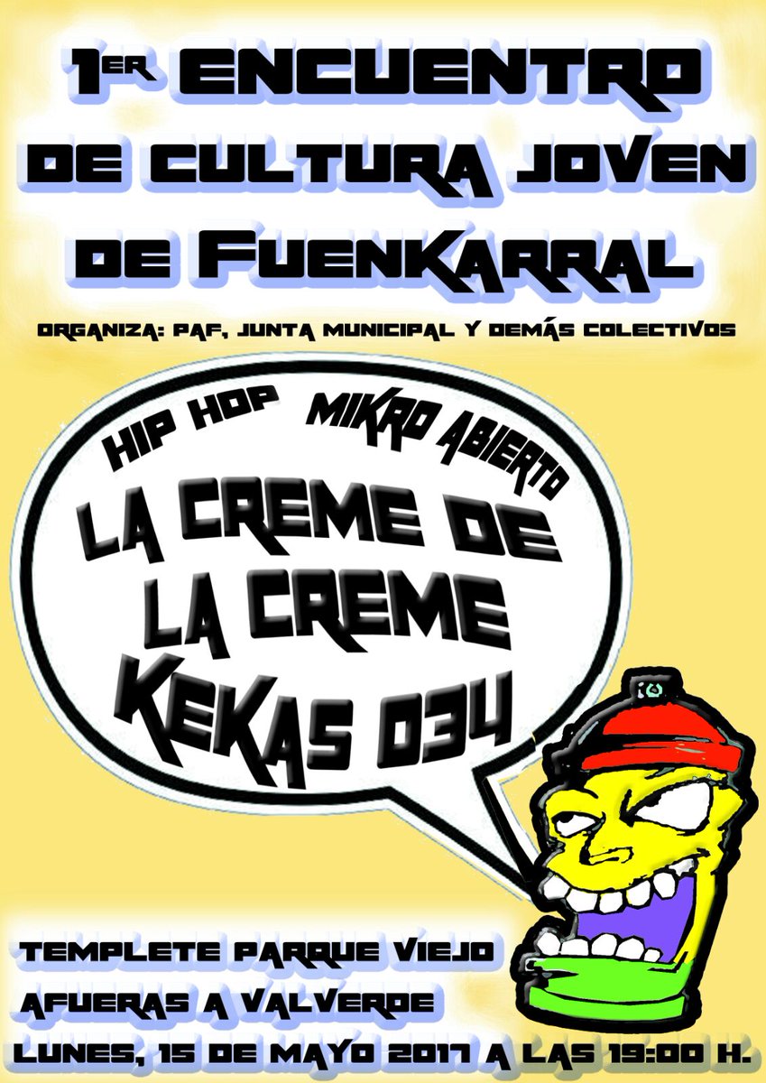 IcaroOfficial_'s tweet photo. Lunes 15M. 19:00 primer encuentro de cultura joven de Fuencarral! Ahí estará la Creme de la Creme dándolo todo. Línea 10 metro:Fuencarral 🎤 https://t.co/gNZBBcsYzZ