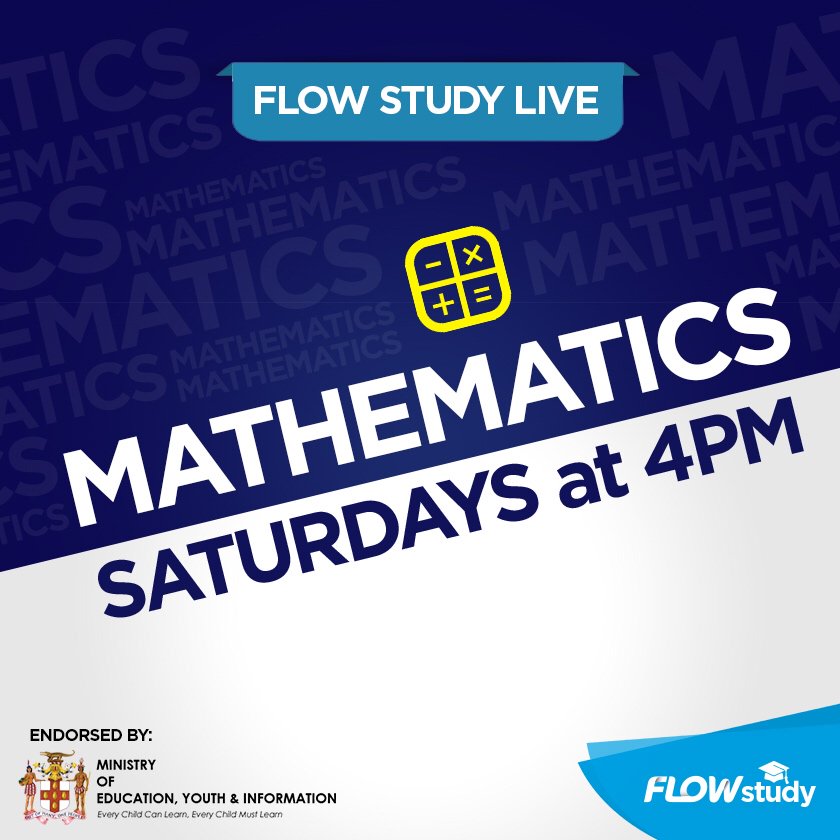 FLOWJamaica's tweet photo. CSEC Mathematics on the go! 😀
Join our live tutor at 4pm for our #FlowStudy Live session via our Facebook page at https://t.co/NpNF7WcIZz. https://t.co/qACcH9Z1do