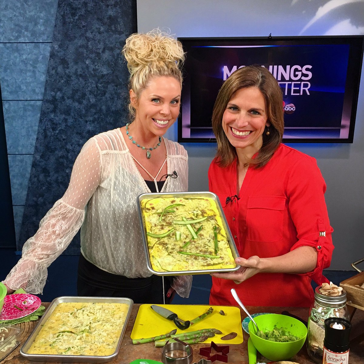 GinaFerwerda's tweet image. Tune into @wzzm13 Sunday 5.7.17 around 7:45am to see @MeredithTerHaar &amp;amp; I make my @miasparagus Sheet Pan Eggs just in time for Mother's Day.