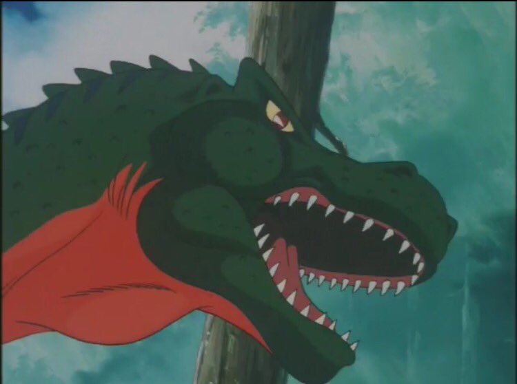 青空 Tf 特撮 映画 アメコミ人生 Twitter वर 恐竜 左 のび太の恐竜 1980年 右 ハロー恐竜キッズ 1993年 古典的なゴジラ型と比べると緑色の皮膚 オレンジ色の腹 ワニみたいな顔 頭から尾まで走るギザギザ のティラノサウルスは当時としても衝撃的だった