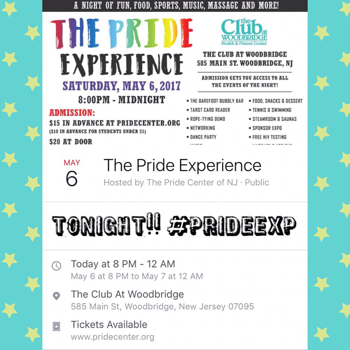 pridecenternj's tweet photo. It's Saturday so that means it's time for The Pride Experience! Come hang out with #PCNJ at The Club at Woodbridge! #PrideExp #GayNJ https://t.co/6JVATc3pDq