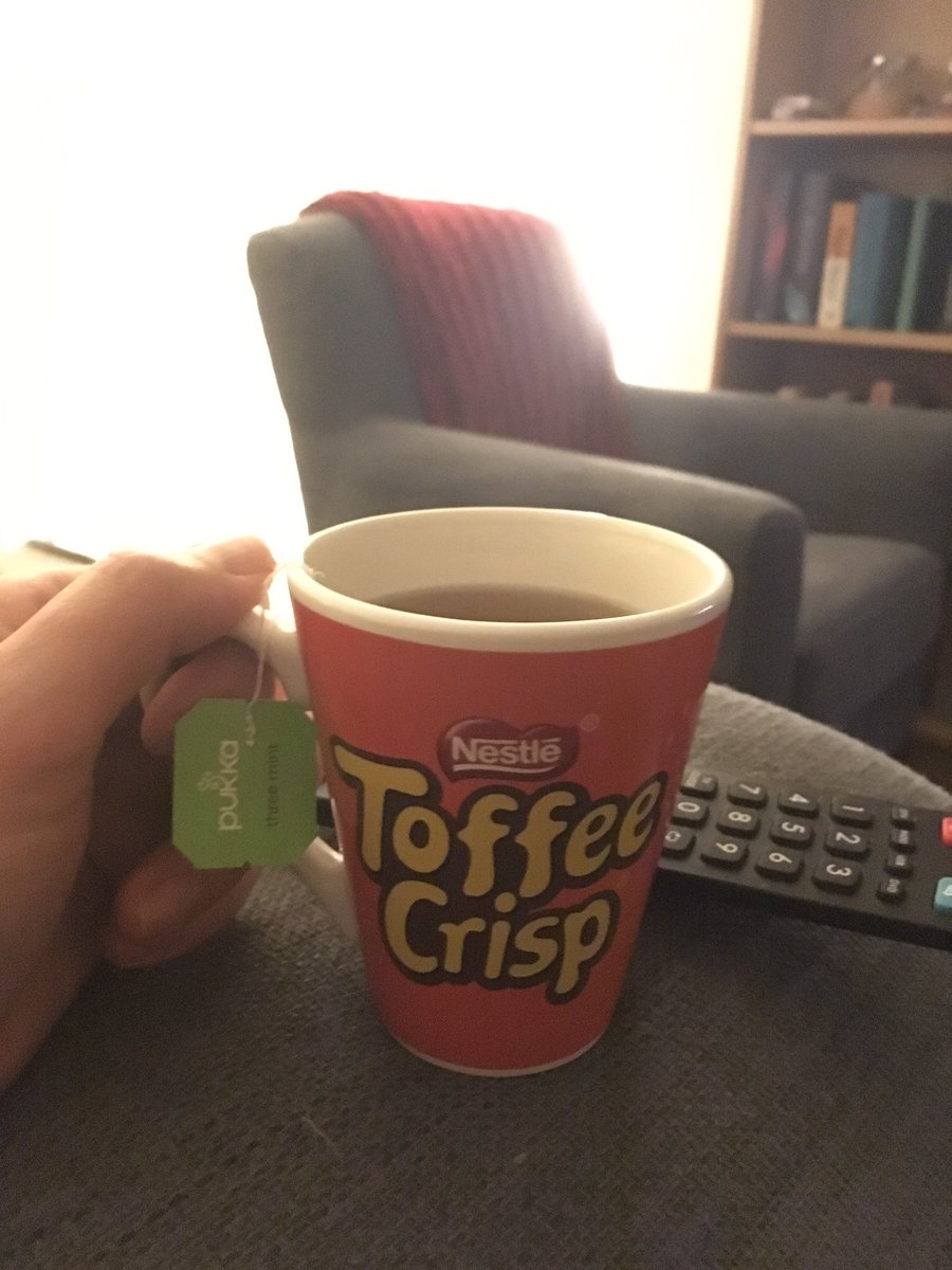 MatAtkinson's tweet photo. Officially designated @Pukkaherbs mint tea mug. As long as I survive whatever is coming out of the light behind the chair.. https://t.co/3hBMXP98TR