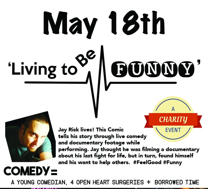 JayRiskcomedy's tweet photo. May 18th in Mizner Park, Boca Raton https://t.co/rc2Dr5A2QW Comedy, Food, Fun - Raising Money for Heart Patients! #SurviveTOF https://t.co/4oZLdhxlux