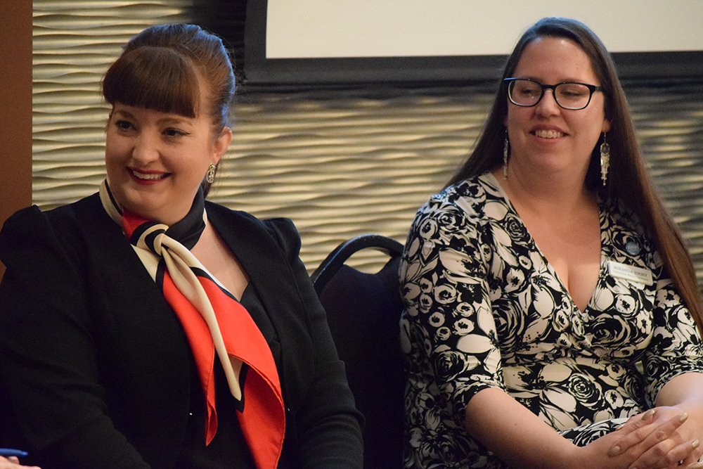 yegQuotient's tweet photo. Great conversation with @CristinaStasia and @ElectMirandaYEG about running for office, at #nwf2017. #yegvote #ableg #cdnpoli #yegparity https://t.co/cvocyET8bf