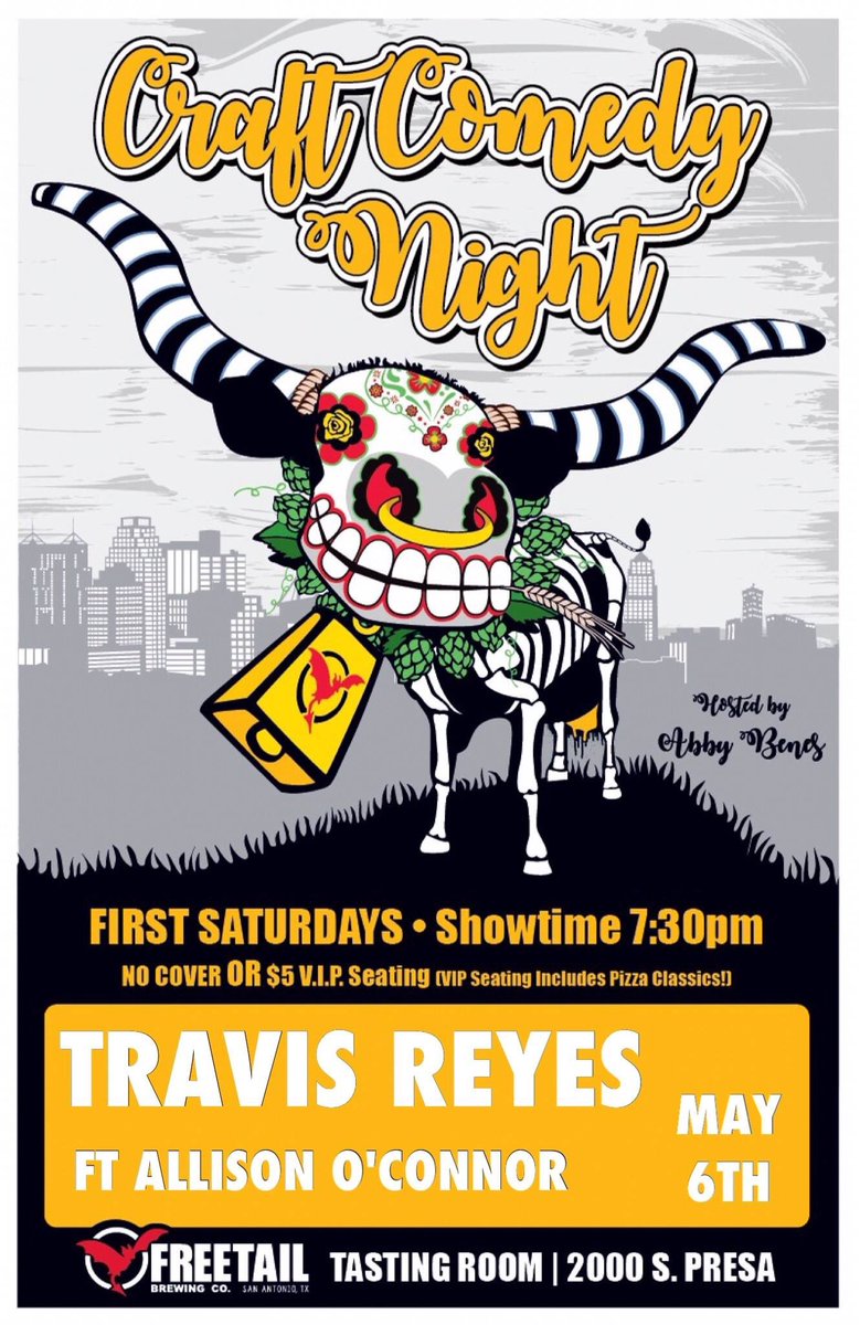 LastCallComedy's tweet photo. Tonight! @freetailbrewing &amp; @abbybenes presents: @aoconor &amp; @TravisJReyes! Don't miss out on this FREE comedy event! https://t.co/uvNbyNVDAd