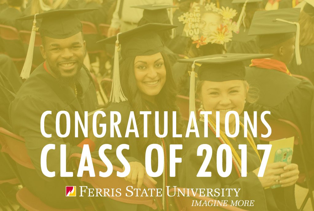 FerrisState's tweet photo. We salute the Class of 2017, our newest @FerrisAlumni. We wish you all the best. #FerrisGrad2017 #FERR1S #BulldogforLife https://t.co/XwONvyL2s8