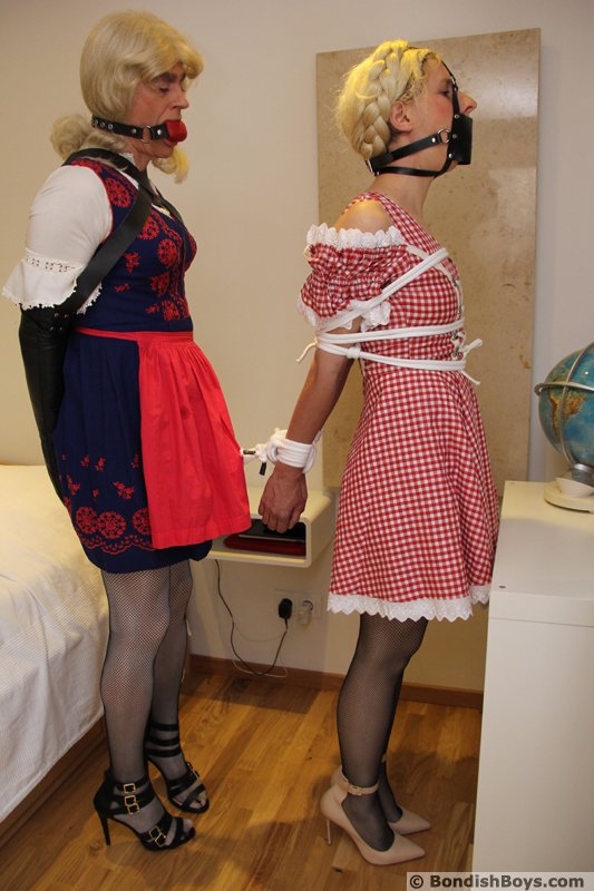 Crossdressing maid bondage.