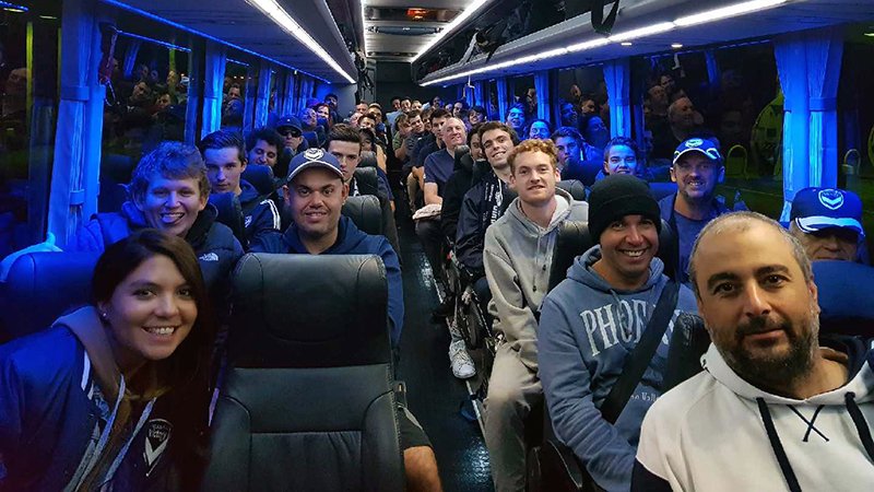gomvfc's tweet photo. The #MVFC fan bus has crossed the border. Not long to go now! #ALeagueGF https://t.co/muT8Do92B4
