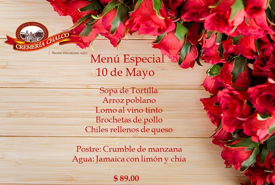 CremeriaChalco_'s tweet photo. #SábadoYElPlanEs
#10demayo en #CremeriaChalco 
Casa matriz o sucursal #Ixtapaluca 
#Menu o #Bufett festeja a #mamá https://t.co/Ct73XyyWnA
