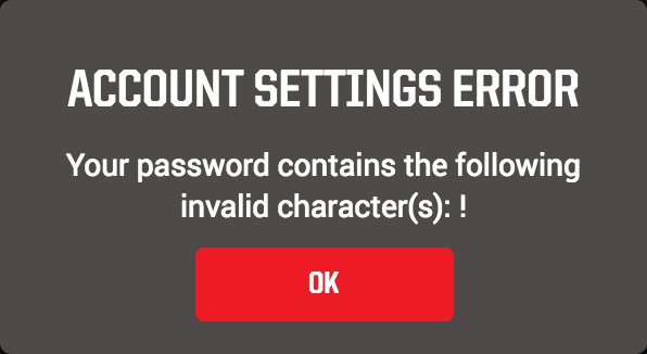 seth10tweets's tweet photo. @pizzahut Really, ! isn't a valid password character? Like I’d understand if 💩 or ﷽ werent valid passwrd chars, but at least printable ASCII https://t.co/11QtUbs7dK