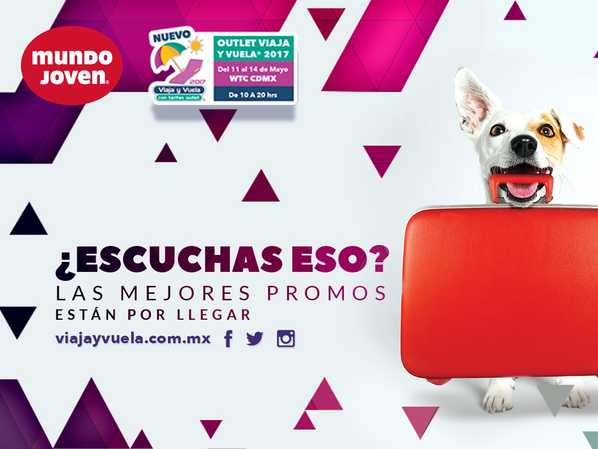 mundo_joven's tweet photo. ¡No te pierdas esta expo de viajes! Habrá promociones. Te esperamos este 11 al 14 de Mayo, en Expo #ViajayVuela
WTC en la Ciudad de México https://t.co/md3N1JKDHz