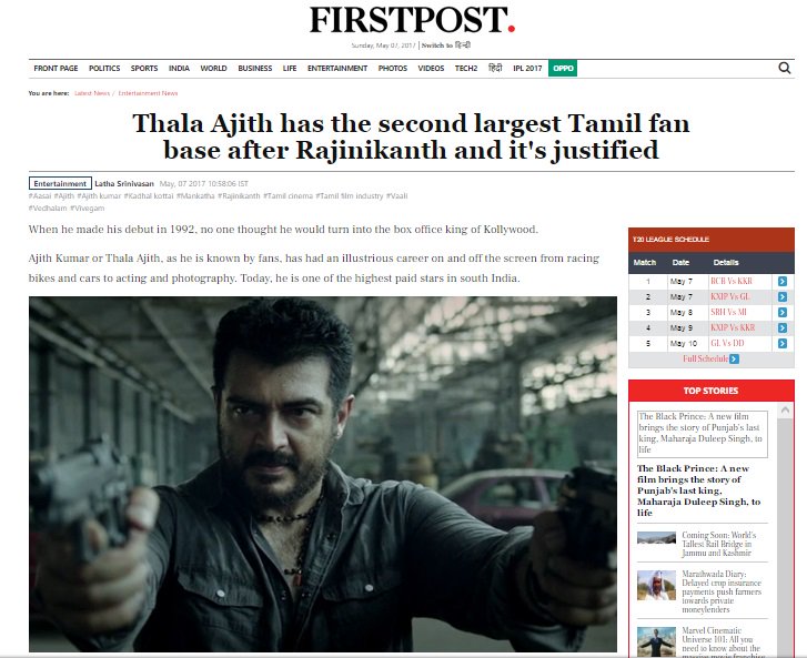 ThalaAjith_FC's tweet photo. '#AJITH has the Second LARGEST FAN BASE after @Superstarrajini &amp; it's justified'

Excellent Article By - @Latasrinivasan https://t.co/o8uxkZMXbg