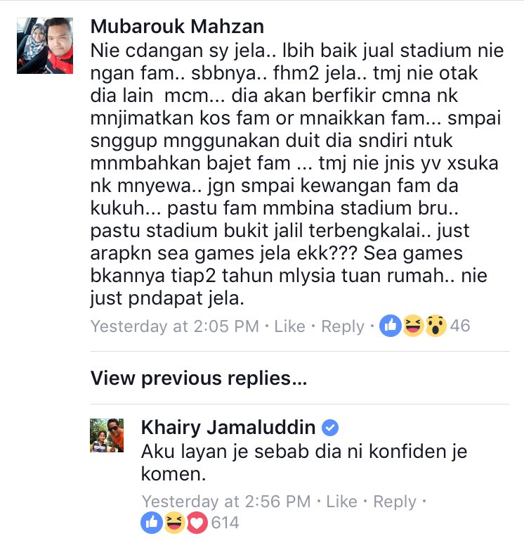 510Awani's tweet photo. Bila YB @Khairykj balas komen di facebook. 

Ambik sekor-sekor! Zass! Zass &amp; Zasss lagi! https://t.co/gWqtx0jJDR