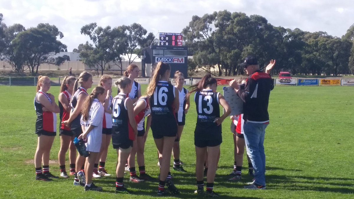 Final instructions before our 1st game v <a href="/SWRoosters/">South Warrnambool</a>. Go Saints @AFL_WM <a href="/WMT_Sport/">Wimmera Mallee Sport</a> <a href="/aflwomens/">AFL Women's</a>