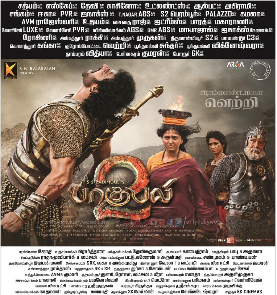 The unstoppable #Baahubali2 is creating records allover! Despite completed 9 days from its release, still running packed house throughout.
