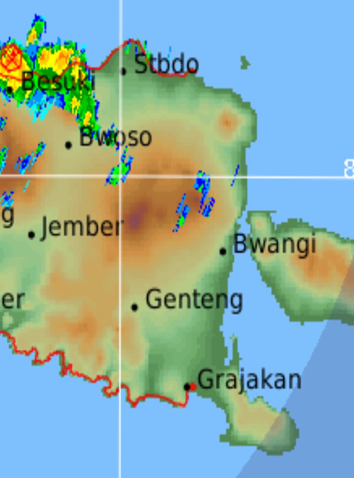 BMKG_bwi's tweet photo. Sebaran hujan wilayah #banyuwangi jam 17.00 wib #kalipuro bagian barat diguyur hujan https://t.co/Mn6elt1S0g