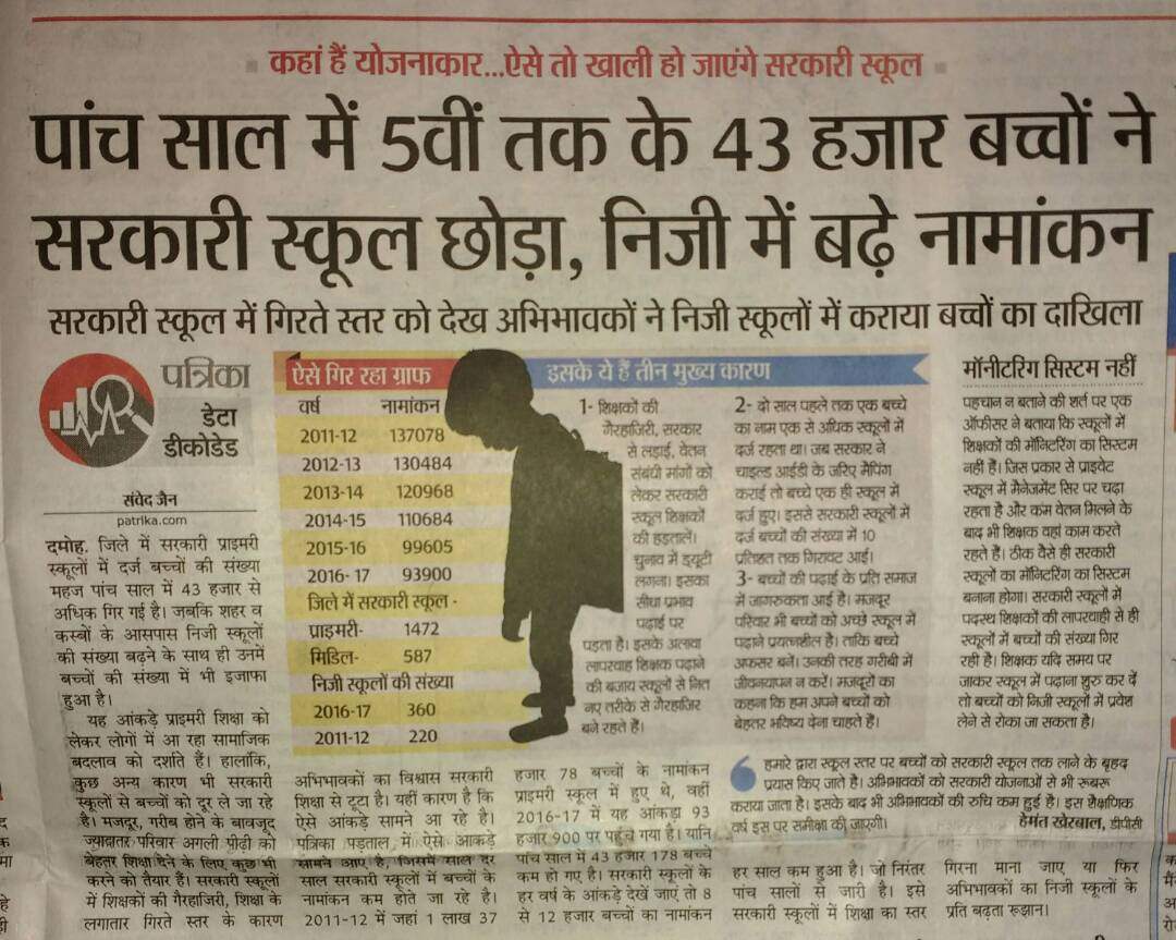 NISAedu's tweet image. Student enrollment in Govt schools in Rajasthan dipped down 45000 in last 5 years.
#SchoolChoice #FeeRegulation #BudgetPrivateSchool