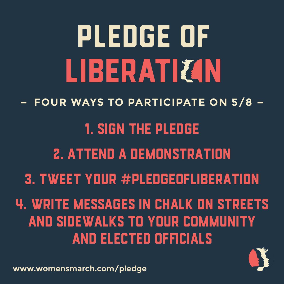 womensmarch's tweet image. On 5/8, six months after Election Day, we call for a Day of Action for collective liberation. #PledgeOfLiberation

womensmarch.com/pledge