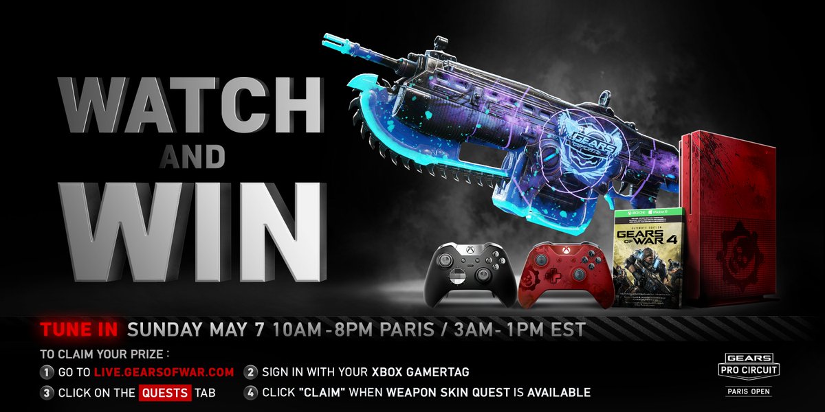 LIVE NOW: CHAMPIONSHIP SUNDAY for the Gears Pro Circuit Paris Open! Tune into live.gearsofwar.com to watch and win prizes!