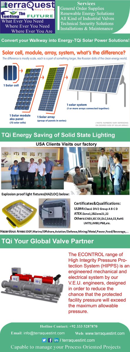 terraquestint's tweet photo. The Superpowers of #Solar #Energy and #Hazardous #LED #Lights
#renewable #mechanical #valves #terraQuest #international #Islamabad #Pakistan https://t.co/w56JSehYuG